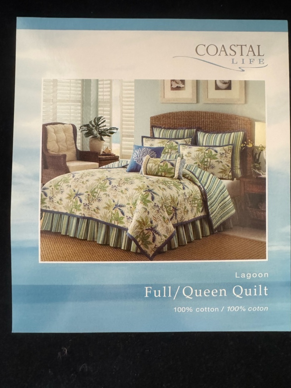 Coastal Life Full/Queen Quilt Set, 2 Shams & 3 Decorative Pillows in 100% cotton